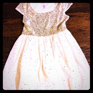 Girls Justice cream colored sequin dress